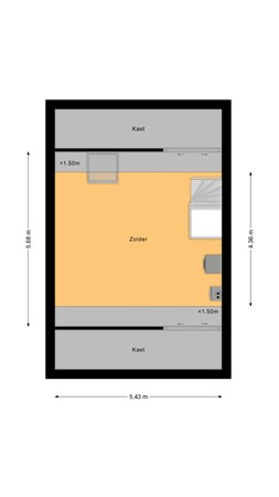 Plattegrond - Willem Dreeslaan 39, 4908 CA Oosterhout - Tweede verdieping.jpg